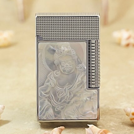 Karl Wieden KW-T0286B silver-tone Yellow Jambhala mother-of-pearl petrol lighter front