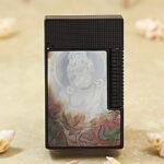 Karl Wieden KW-T0286C black Yellow Jambhala mother-of-pearl petrol lighter front