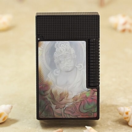 Karl Wieden KW-T0286C black Yellow Jambhala mother-of-pearl petrol lighter front