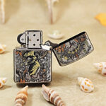 KZ124 open Armor lighter showing winged skeleton reverse design
