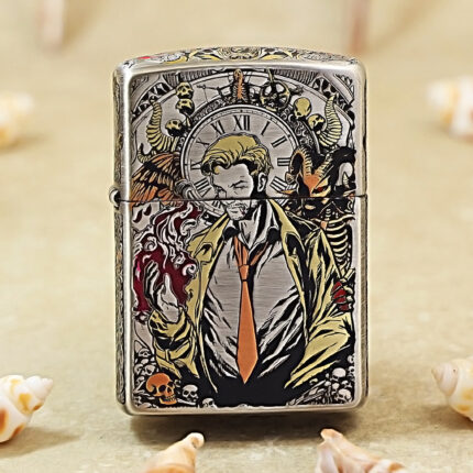 KZ124 Zippo Armor John Constantine portrait with clock and skulls