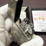 Front Guanyin Bodhisattva portrait on the silver Zippo Armor lighter