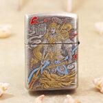 Zhao Yun military-general portrait on the smoked-silver Zippo Armor lighter