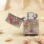 Lacquer color accents within the Monkey King Zippo artwork