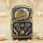 Zippo etched brass-tone automotive enamel jacket lighter - view 2