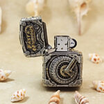 Zippo etched brass-tone automotive enamel jacket lighter - view 3