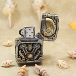 Zippo etched brass-tone automotive enamel jacket lighter - view 4