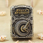 Zippo etched brass-tone automotive enamel jacket lighter