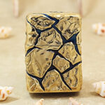 Zippo etched brass Cracked Stone inlay jacket lighter - view 2
