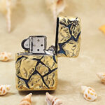 Zippo etched brass Cracked Stone inlay jacket lighter - view 4