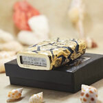 Zippo etched brass Cracked Stone inlay jacket lighter - view 6