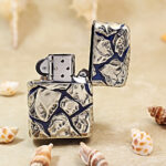 Zippo Etched Silver-Tone Cracked Stone Inlay Jacket Lighter – alternate view 3