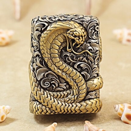 Zippo Armor Gold-Tone Snake Metal Jacket Lighter