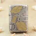 Zippo Armor hammered silver Harley-Davidson emblem lighter, front view