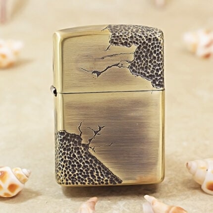 Zippo Armor Brass Lighter with Traces of War Engraving
