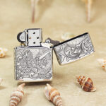 Silver-finish Zippo Armor five-side dragon engraved lighter – gallery detail 3