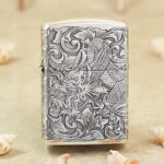 Zippo Armor Silver-Finish Lighter with Five-Side Dragon Engraving