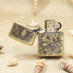 High-polish brass Zippo Armor Buddha engraved lighter – gallery detail 2