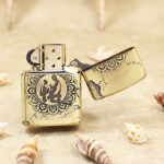 High-polish brass Zippo Armor Buddha engraved lighter – gallery detail 3