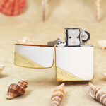 Zippo 1941 Replica KZ422 gold and silver-tone etched finish detail