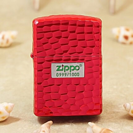 Zippo Armor Red Ice Lighter with Meteorite Crater Design