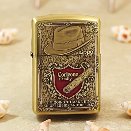 Zippo Armor Brass Lighter with Corleone Family Engraving