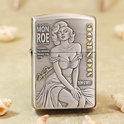 Zippo Armor Silver-Plated Marilyn Monroe Lighter with Gold Inlay