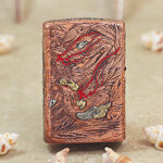 Zippo copper-tone engraved Dragon and Phoenix jacket lighter - view 2
