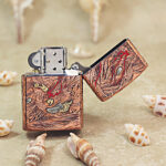 Zippo copper-tone engraved Dragon and Phoenix jacket lighter - view 4
