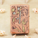 Zippo copper-tone engraved Female Samurai jacket lighter - view 2