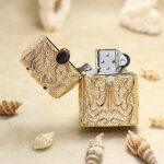 Zippo Armor Arabesque black and turquoise inlay jacket lighter - view 3