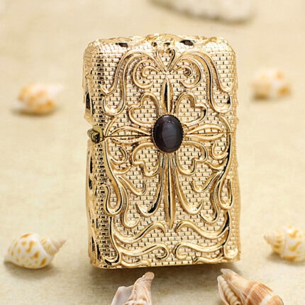 Zippo Armor Arabesque black and turquoise inlay jacket lighter