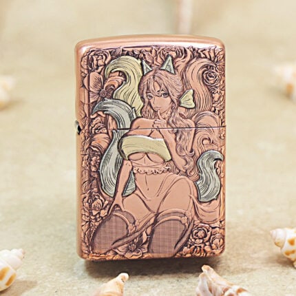 Zippo copper-tone engraved Nine-Tailed Fox jacket lighter