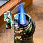 LUBINSKI YJA-80025 camouflage cigar gift set with dual-jet lighter and cutter alternate view