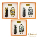 LUBINSKI YJA-80025 green camouflage cigar gift set with dual-jet lighter and cutter