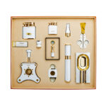 LUBINSKI YJA-80032 pearl white 10-piece cigar gift set presentation view