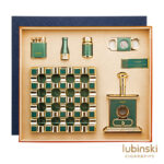 LUBINSKI YJA-80033 metallic green six-piece cigar gift set with lighter cutters metal ashtray stand and mouthpiece