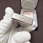 Zippo No.15 2001 high polish sterling silver lighter close-up