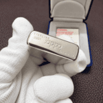 Zippo No.15 2001 high polish sterling silver lighter close-up