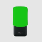 S.T. Dupont Fluo Green 3-cigar case 183417 with fluorescent green leather sleeve and matte black metal base