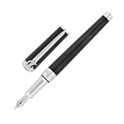 S.T. Dupont The Sword Black Lacquer and Palladium fountain pen 290102 with cap removed