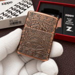 Zippo 29736 Antique Copper Tiki Design Armor lighter rear detail