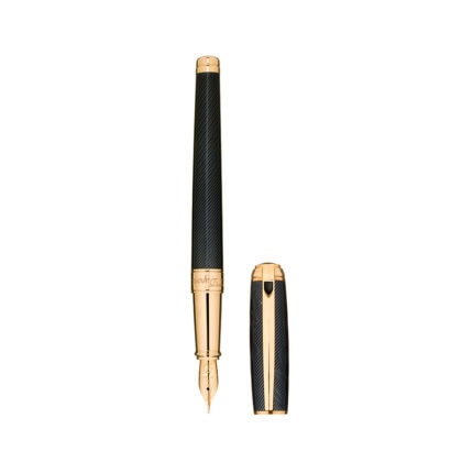 S.T. Dupont James Bond 007 Line D Large black and gold fountain pen 410048 with cap removed