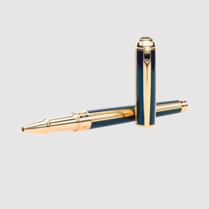 S.T. Dupont Line D Medium Windsor Blue and Gold rollerball pen 412111M