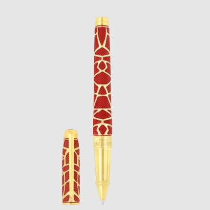 S.T. Dupont Orlinski Kong Large Red and Gold rollerball pen 422060L with cap removed