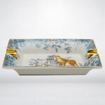 LUBINSKI AS-420 dual-slot bone china cigar ashtray side profile