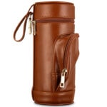 CigarLoong CH-004 brown leather portable cigar humidor front accessory pocket