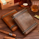 CigarLoong CH-040 six-cigar leather travel cases in brown finishes
