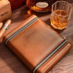 CigarLoong CH-040 brown leather six-cigar travel case lifestyle view