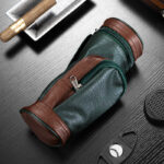 CigarLoong CH-041 leather cigar travel bag with zippered accessory pocket